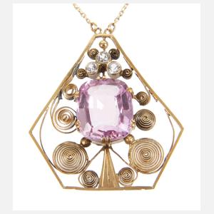 Jugendstilcollier mit Steinbesatz