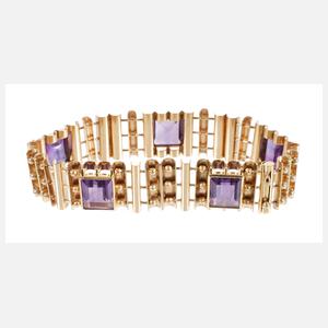 Goldarmband mit Amethysten