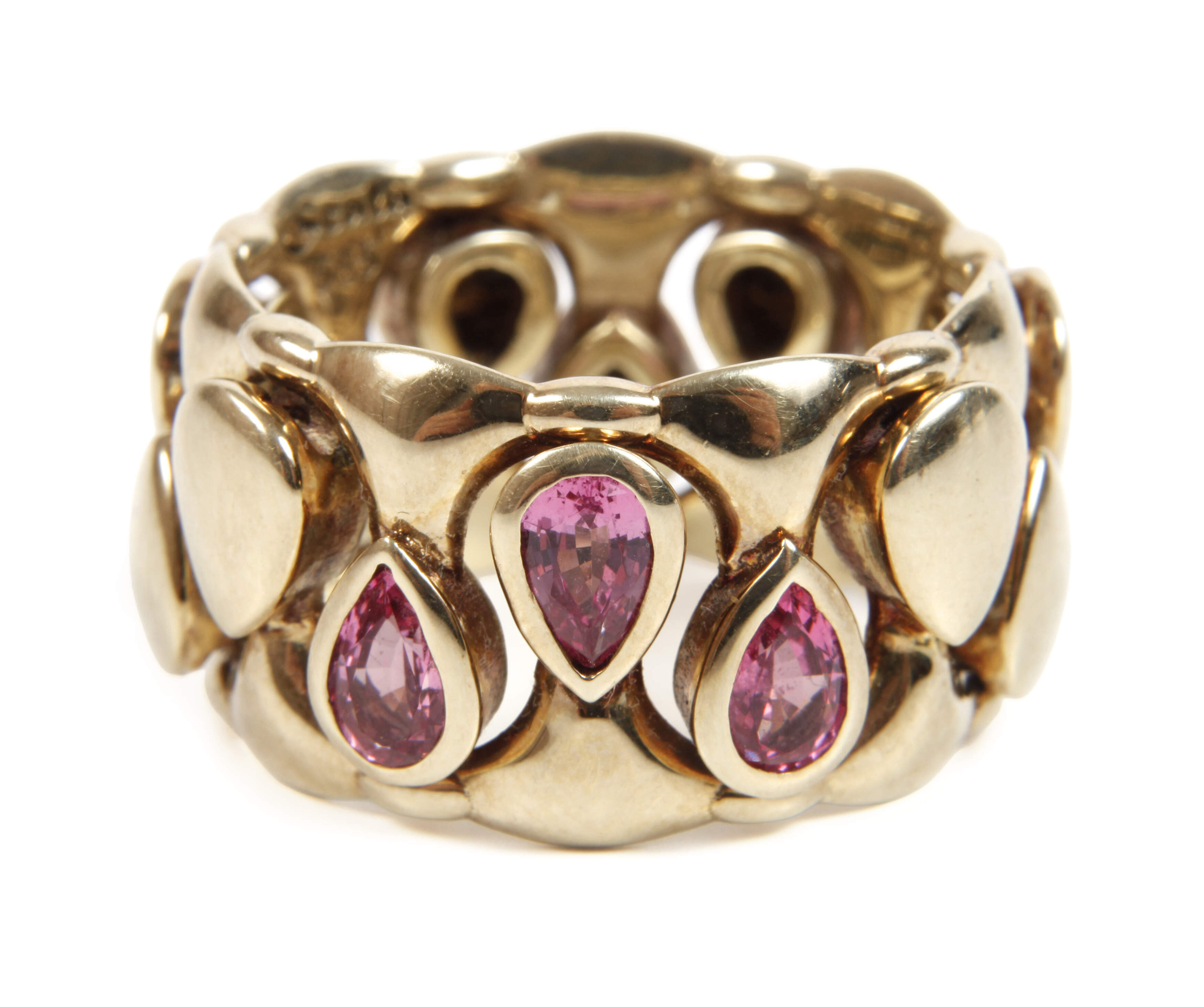 Kinetischer Damenring mit Rubellithen