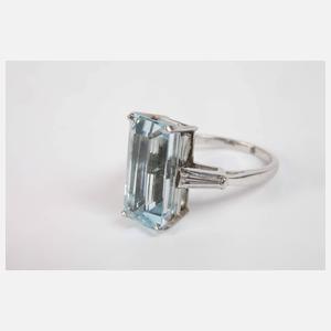 Hochwertiger Ring mit Aquamarin und Diamanten