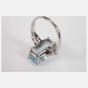 Hochwertiger Ring mit Aquamarin und Diamanten