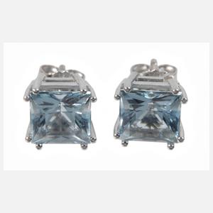 Paar Ohrstecker mit Aquamarinen