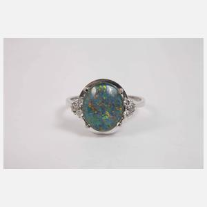 Damenring mit Edelopal und Brillanten