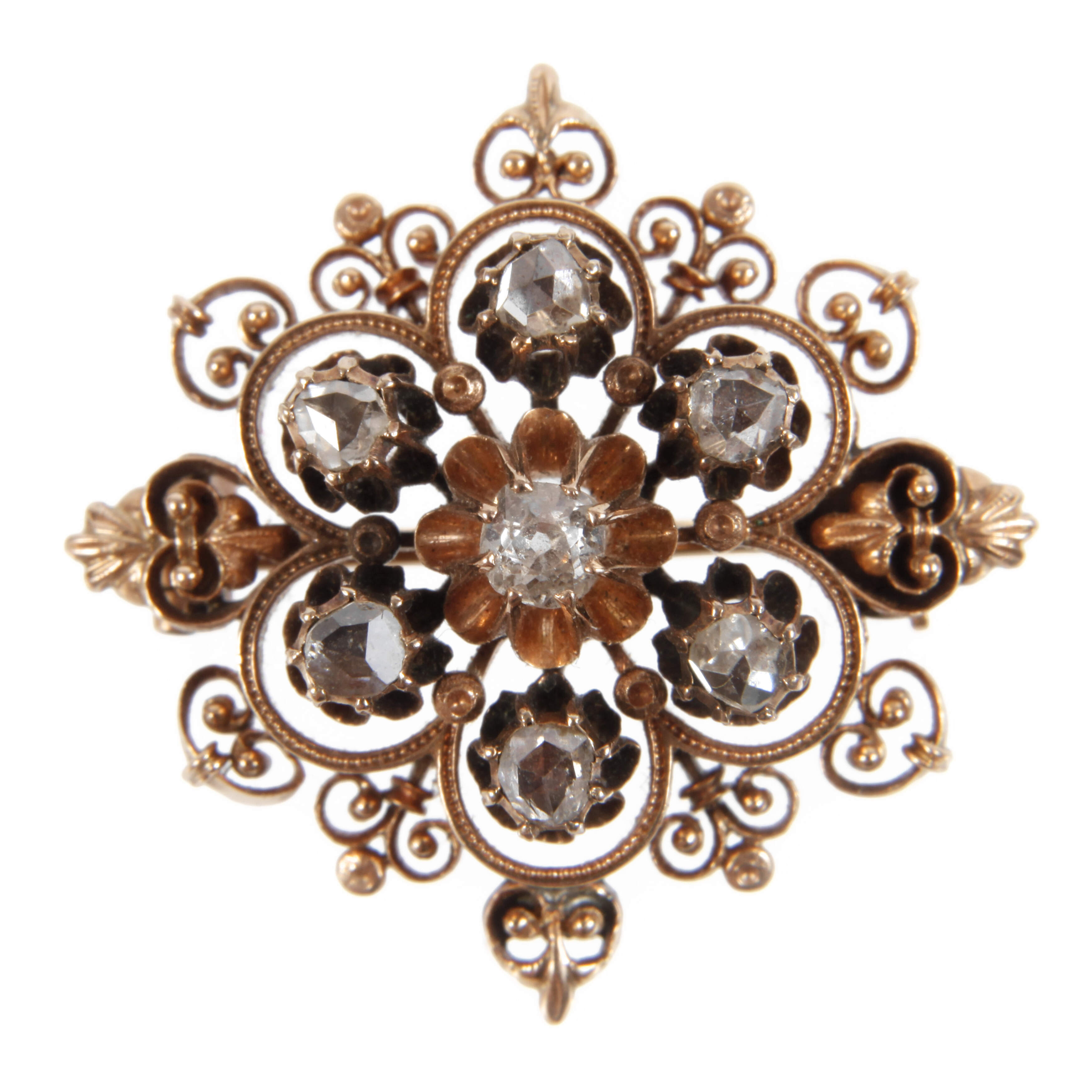 Historismusbrosche mit Diamanten
