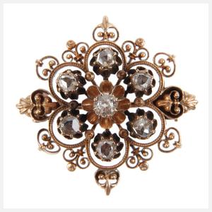 Historismusbrosche mit Diamanten