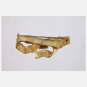 Schleifenbrosche mit Perlen