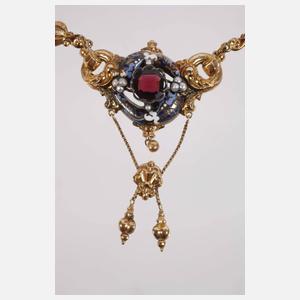 Biedermeiercollier mit Granatbesatz
