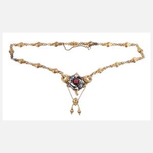 Biedermeiercollier mit Granatbesatz