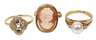 Drei Damenringe mit Steinbesatz