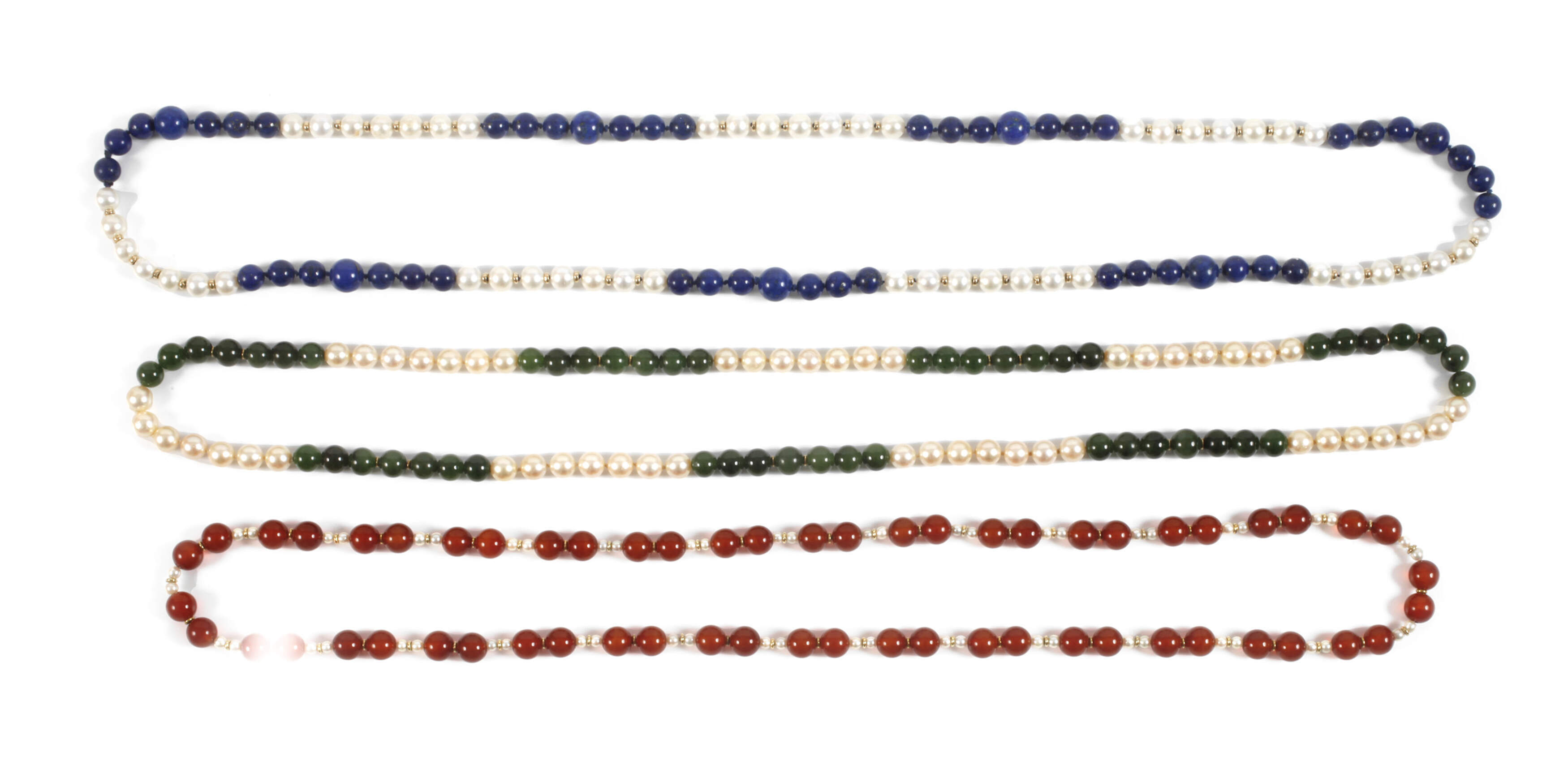 Konvolut Ketten mit Schmucksteinen und Perlen