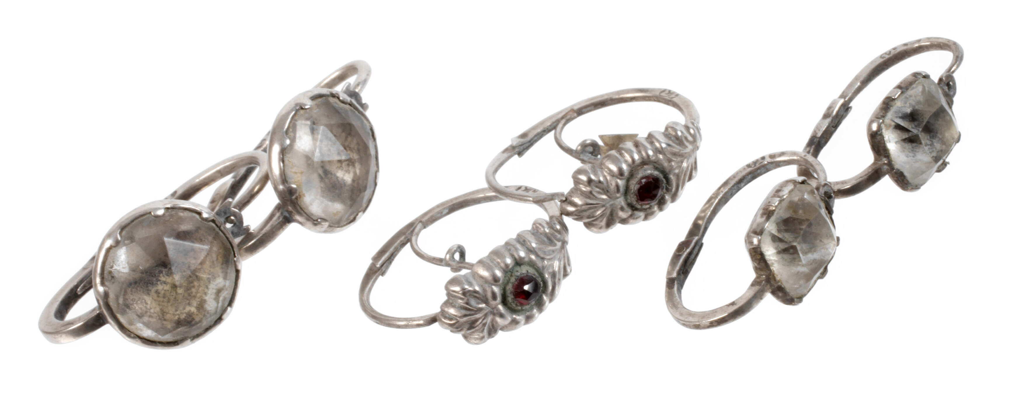 Drei Paar Biedermeier-Ohrringe