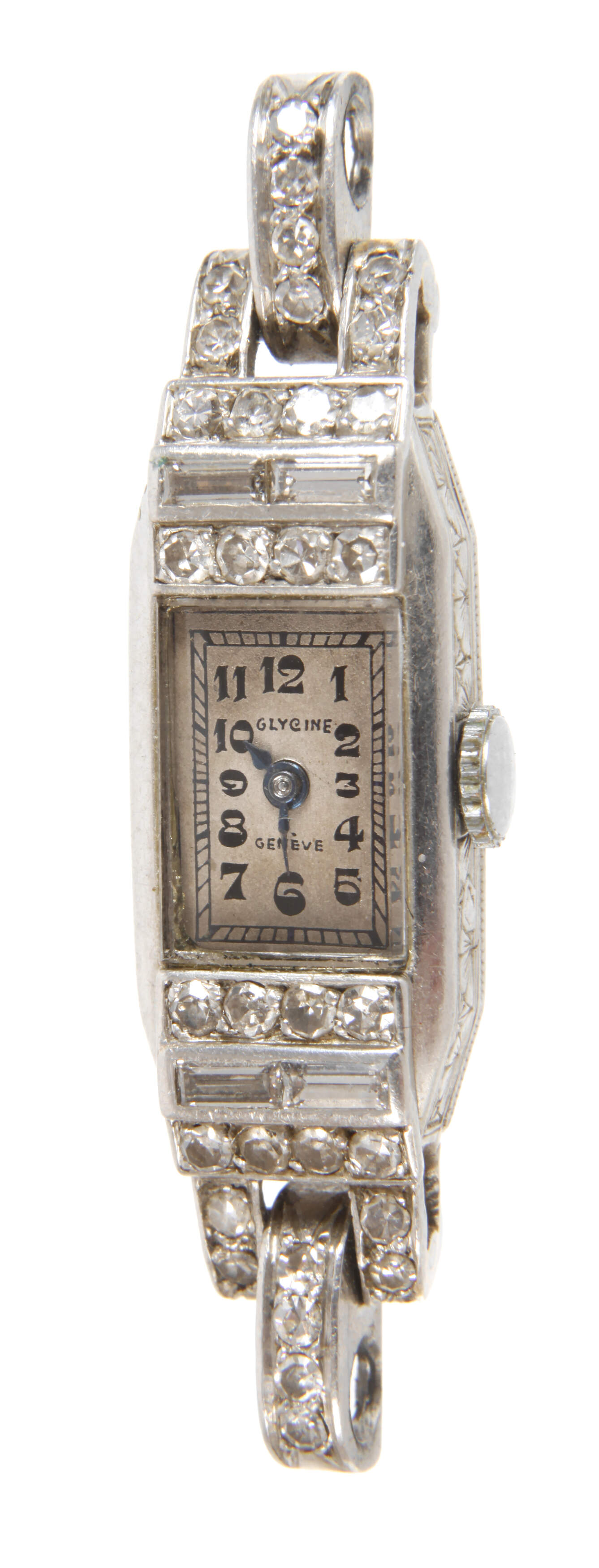 Glycine, Damenarmbanduhr Platin mit Diamanten