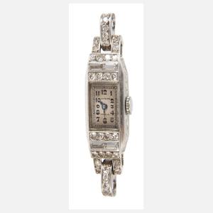 Glycine, Damenarmbanduhr Platin mit Diamanten