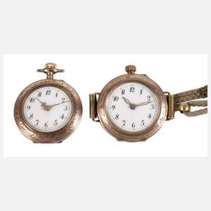 Zwei Damenuhren Gold