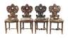 Vier Brettstühle im Renaissancestil