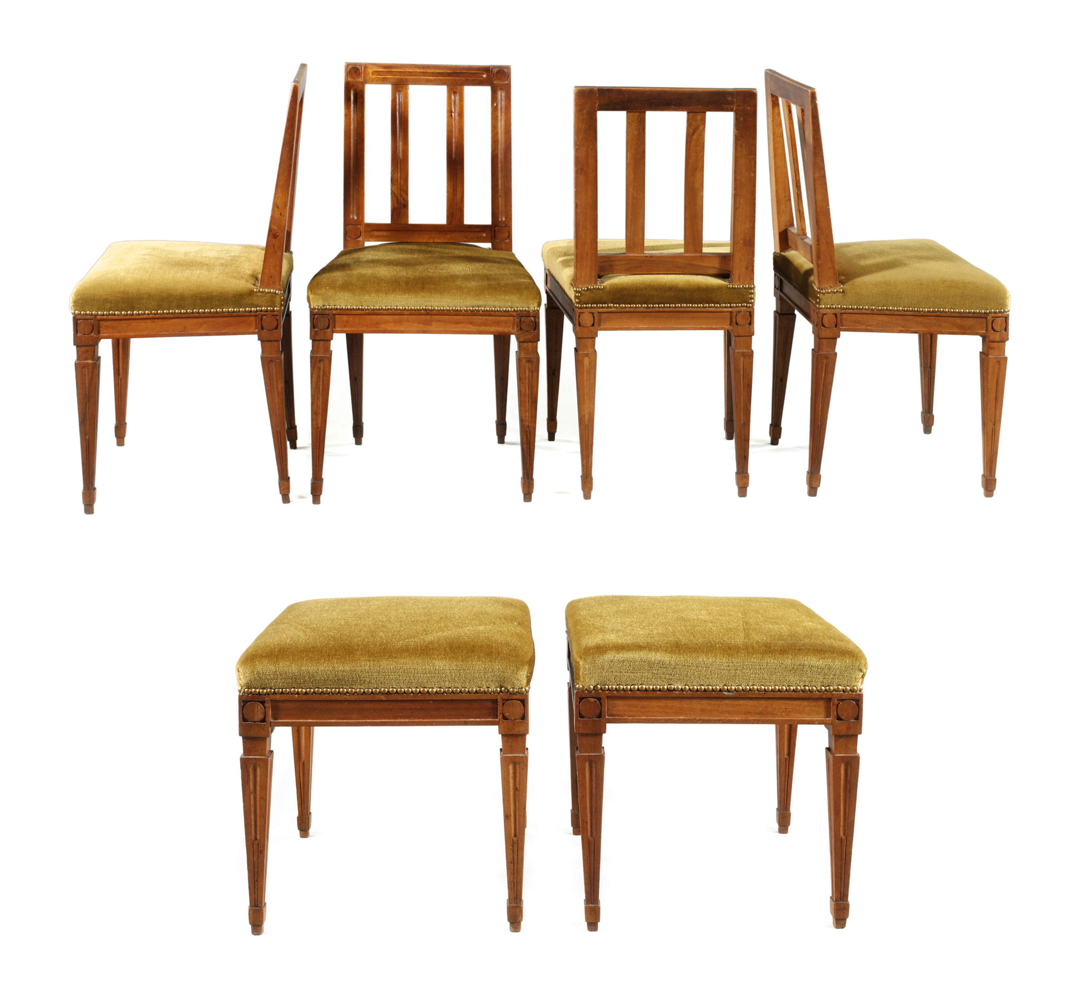 Vier Stühle und zwei Hocker Klassizismus