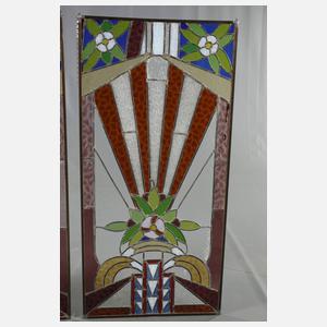 Paar große Bleiglasfenster Jugendstil