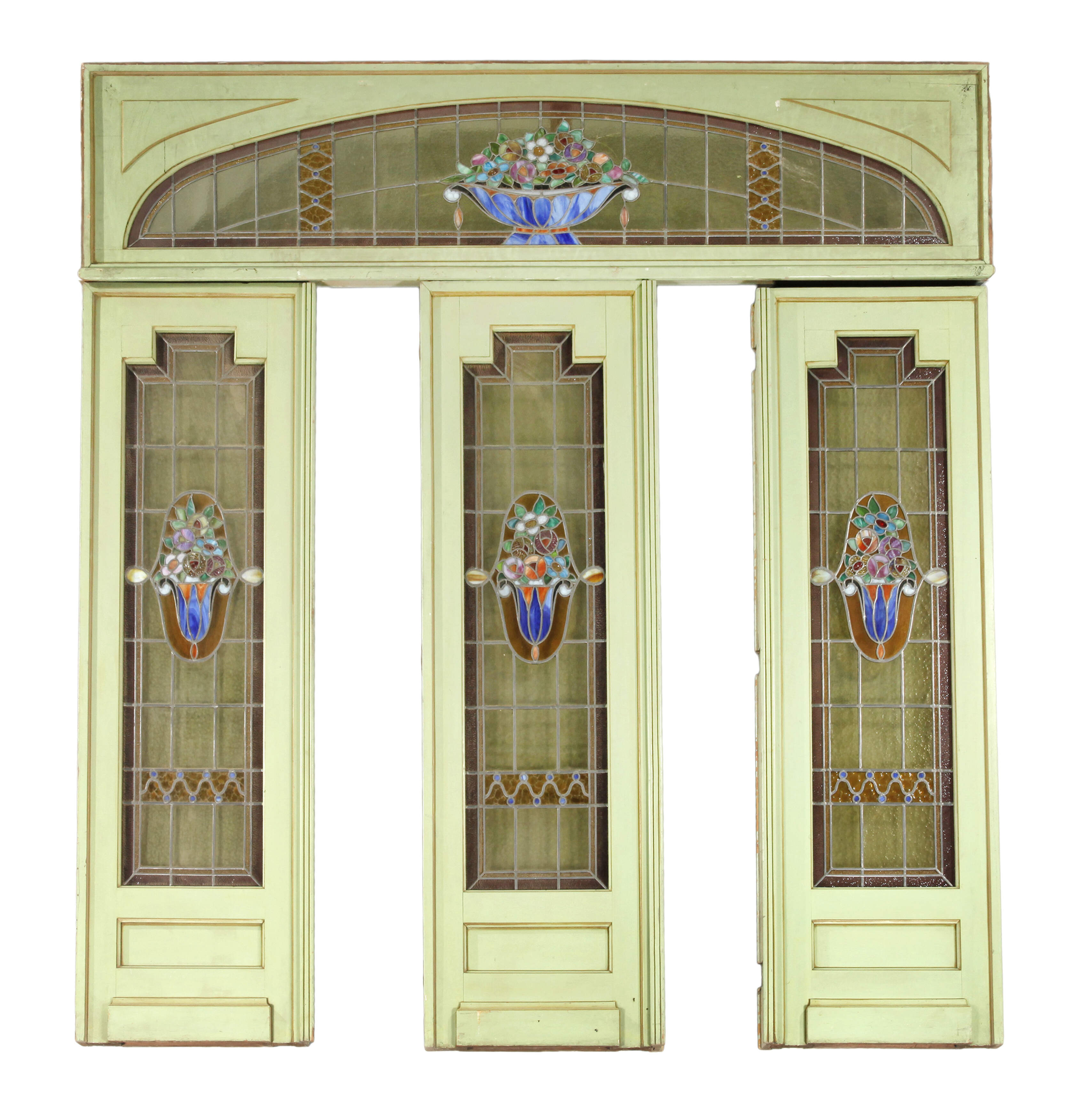 Große Jugendstiltür Bleiglas