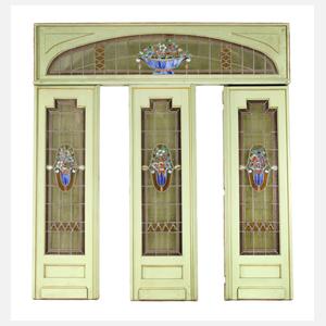 Große Jugendstiltür Bleiglas