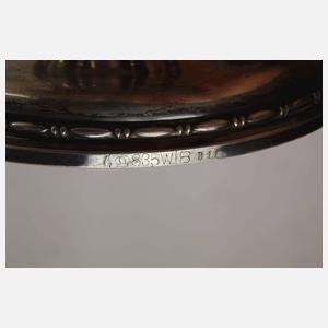 Silber Fußschale mit Glaseinsatz