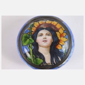 Feine Pillendose mit Emaillemalerei