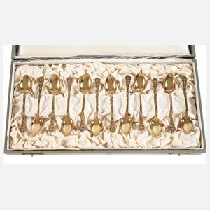 Silber zwölf Mokkalöffel Irisblütendekor