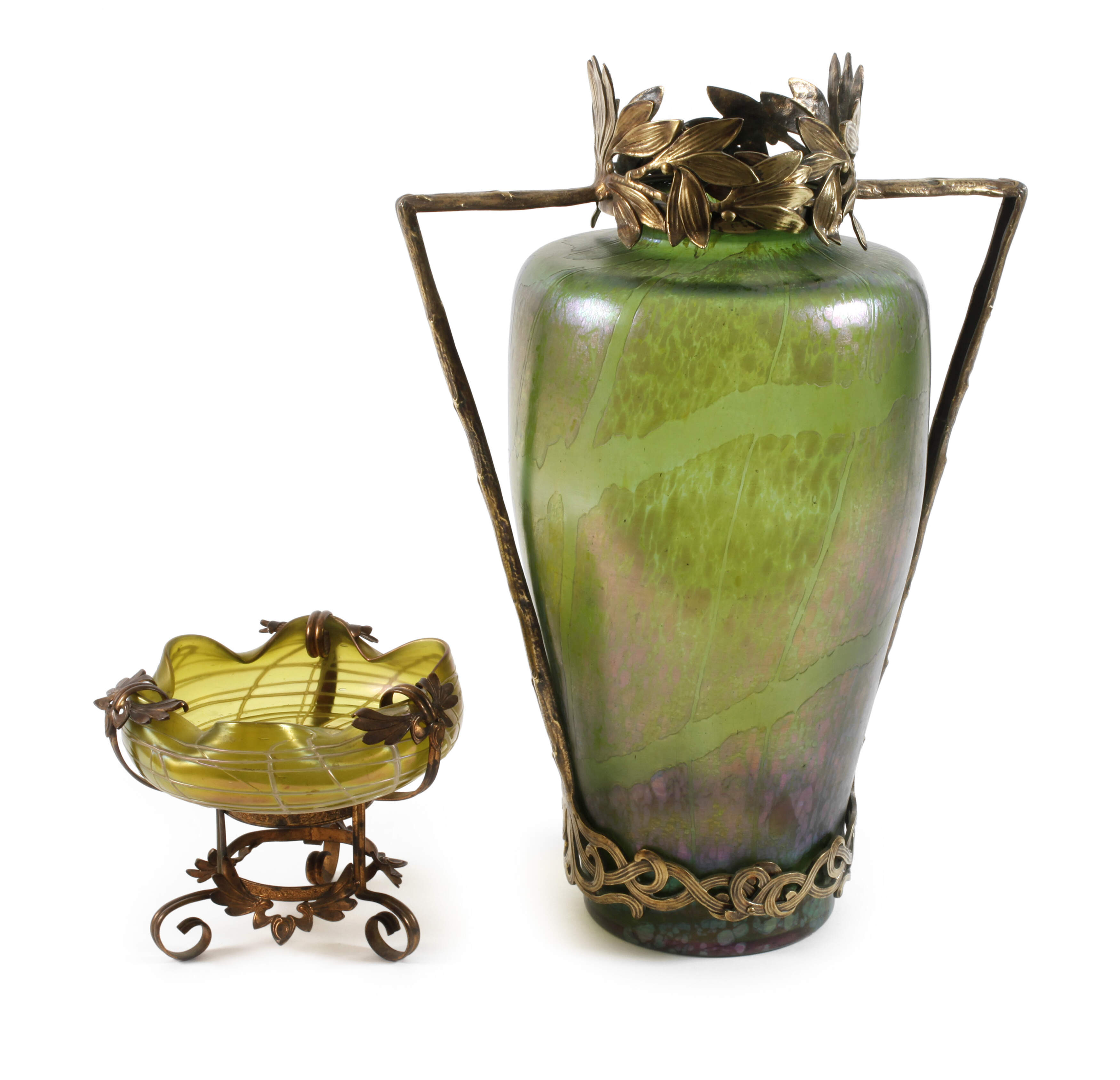 Kralik montierte Schale und Vase