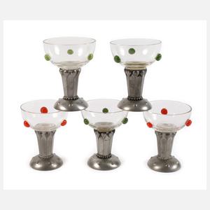 Fünf Likörgläser Jugendstil