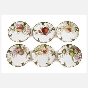 Nymphenburg sechs Obstteller Weichmalerei