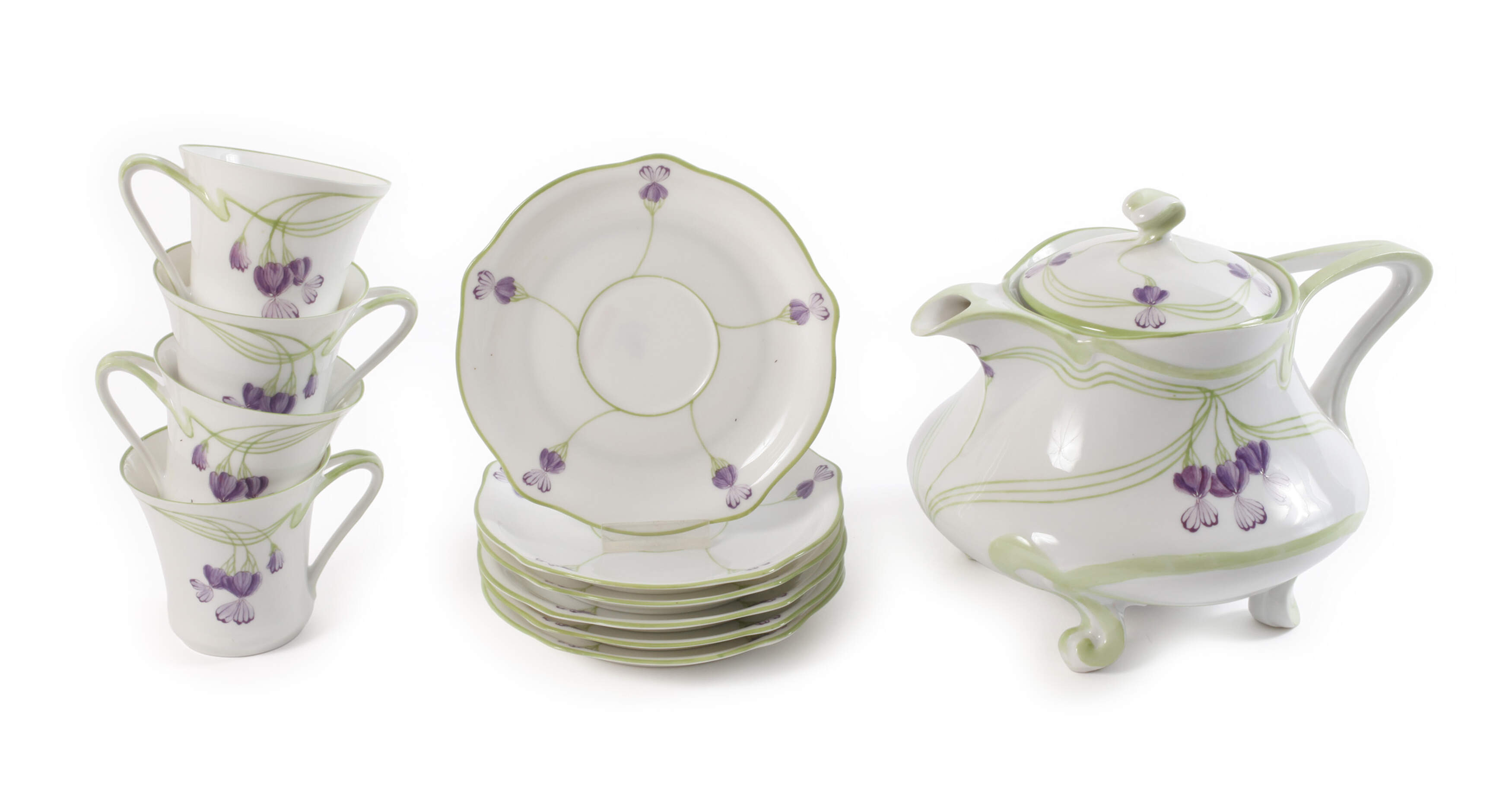 Nymphenburg elf Serviceteile Veilchendekor