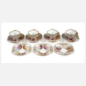 Nymphenburg vier Mokkatassen Weichmalerei