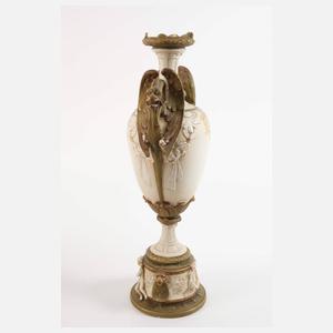 Royal Dux Paar große Prunkvasen mit Drachenhenkel