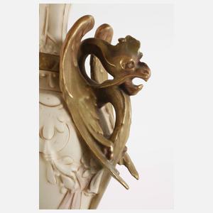 Royal Dux Paar große Prunkvasen mit Drachenhenkel