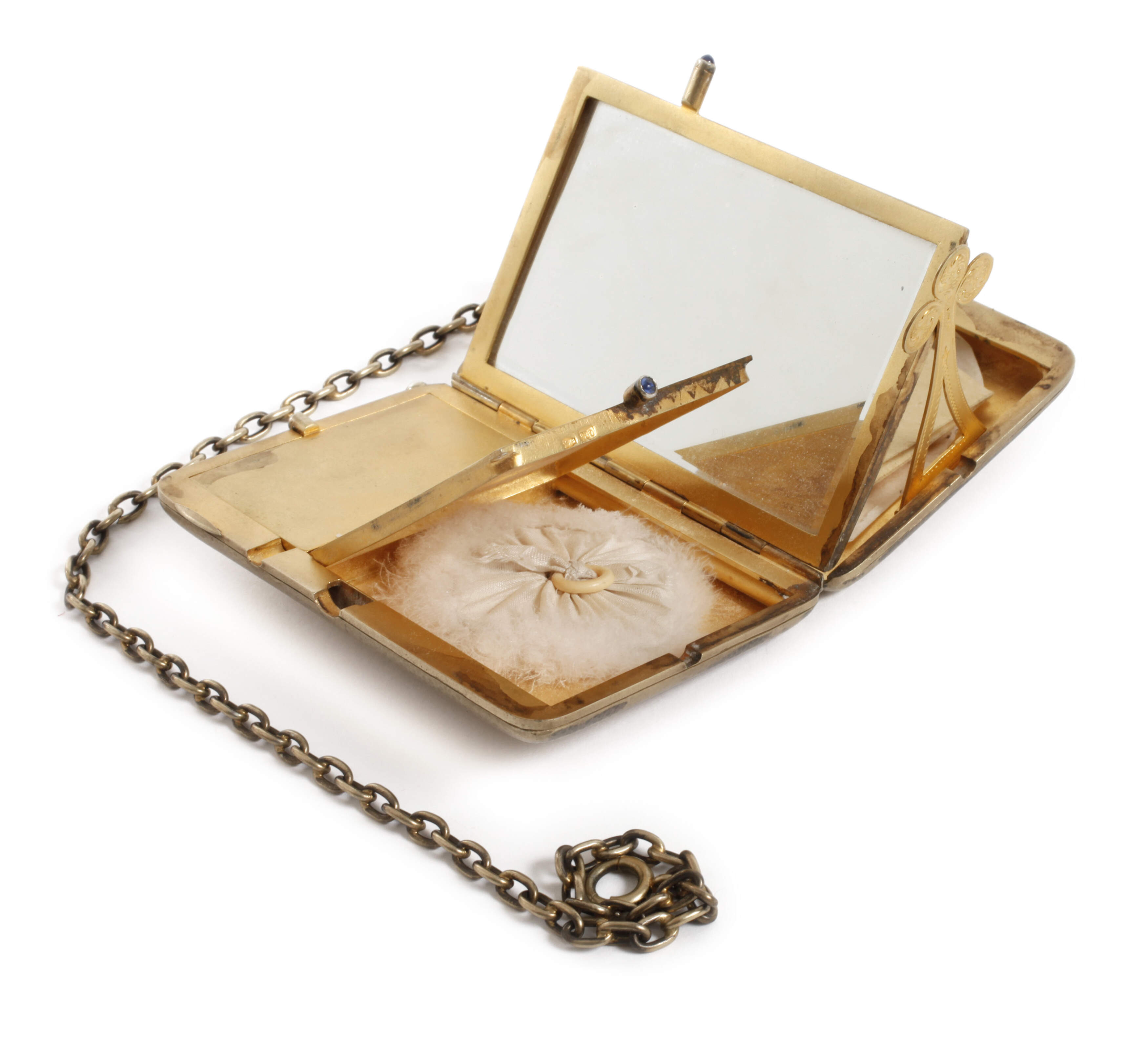 Silber Puderdose mit Spiegel