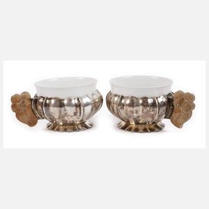 Paar Mokkatassen mit Porzellaneinsatz