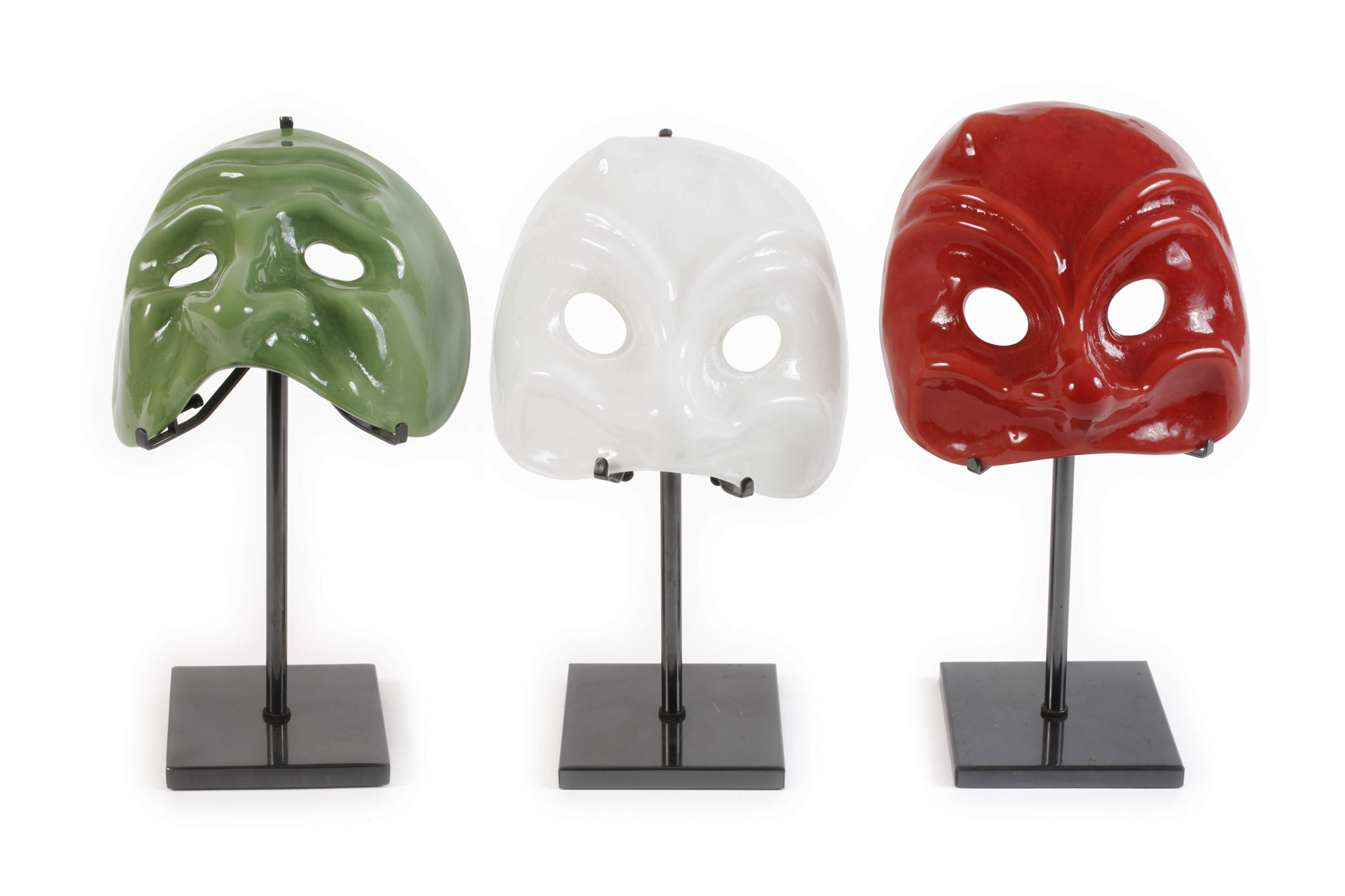 Venini Murano drei Masken mit Ständern