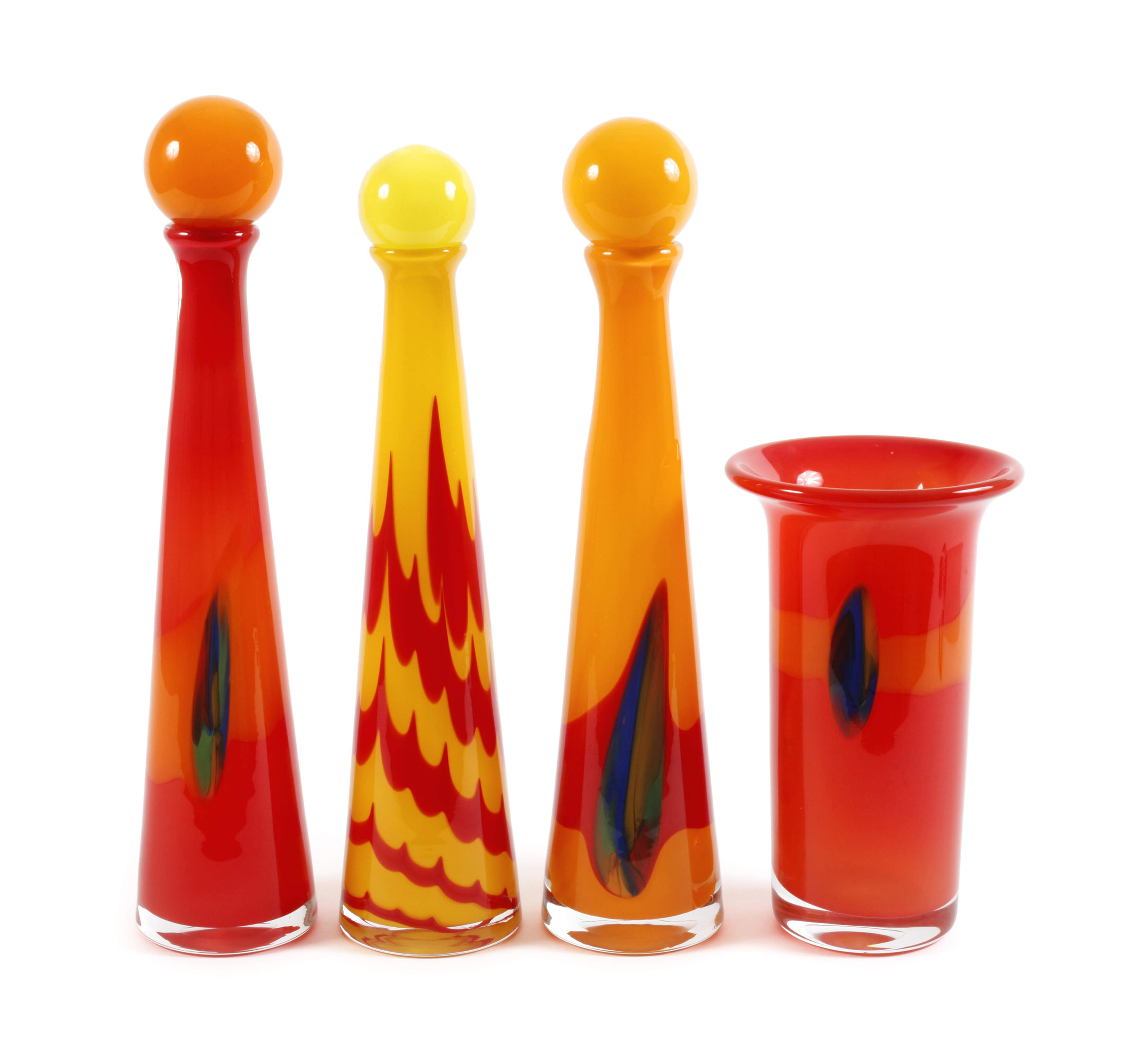 Berit Johansson, vier Kunstobjekte Studioglas