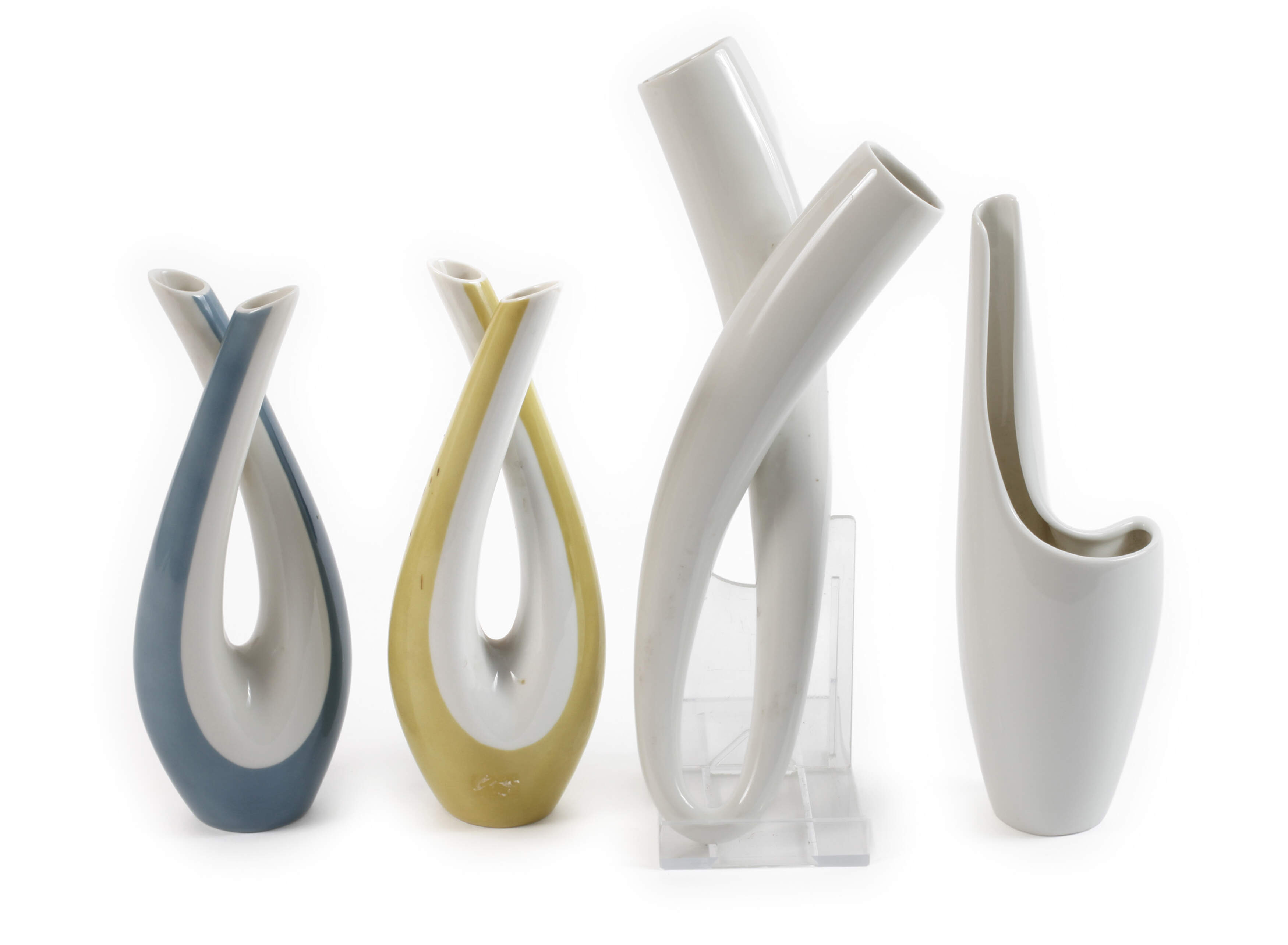 Rosenthal drei Zweihalsvasen und Vase "Landebahn"