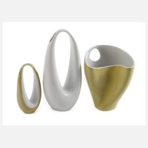 Rosenthal zwei "Kummetvasen" und "Palettenvase"