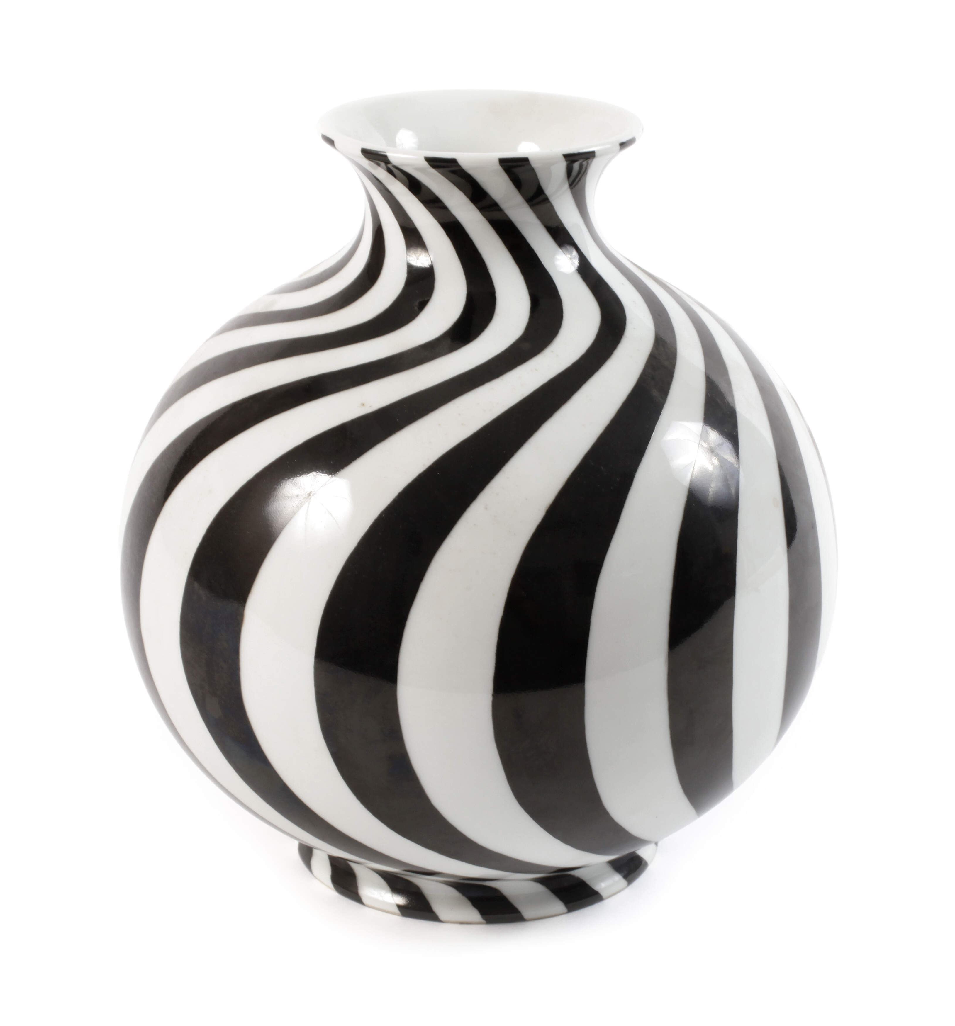 Augarten Wien Kugelvase Streifendekor