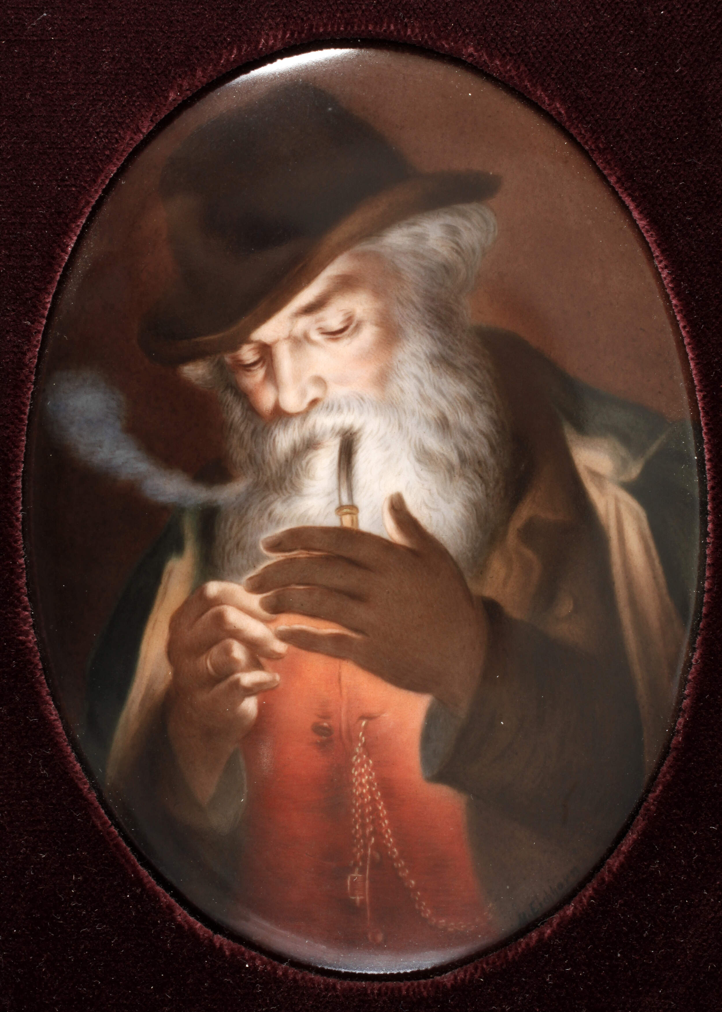 KPM Berlin Bildplatte "Pfeifenraucher"