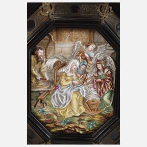 Capodimonte Bildtafel Heilige Familie mit Engeln