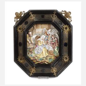 Capodimonte Bildtafel Heilige Familie mit Engeln