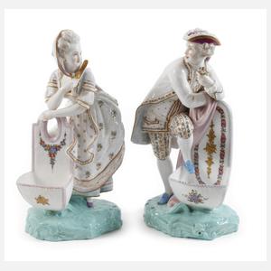 Edeldame und Rosenkavalier mit Blumenschale