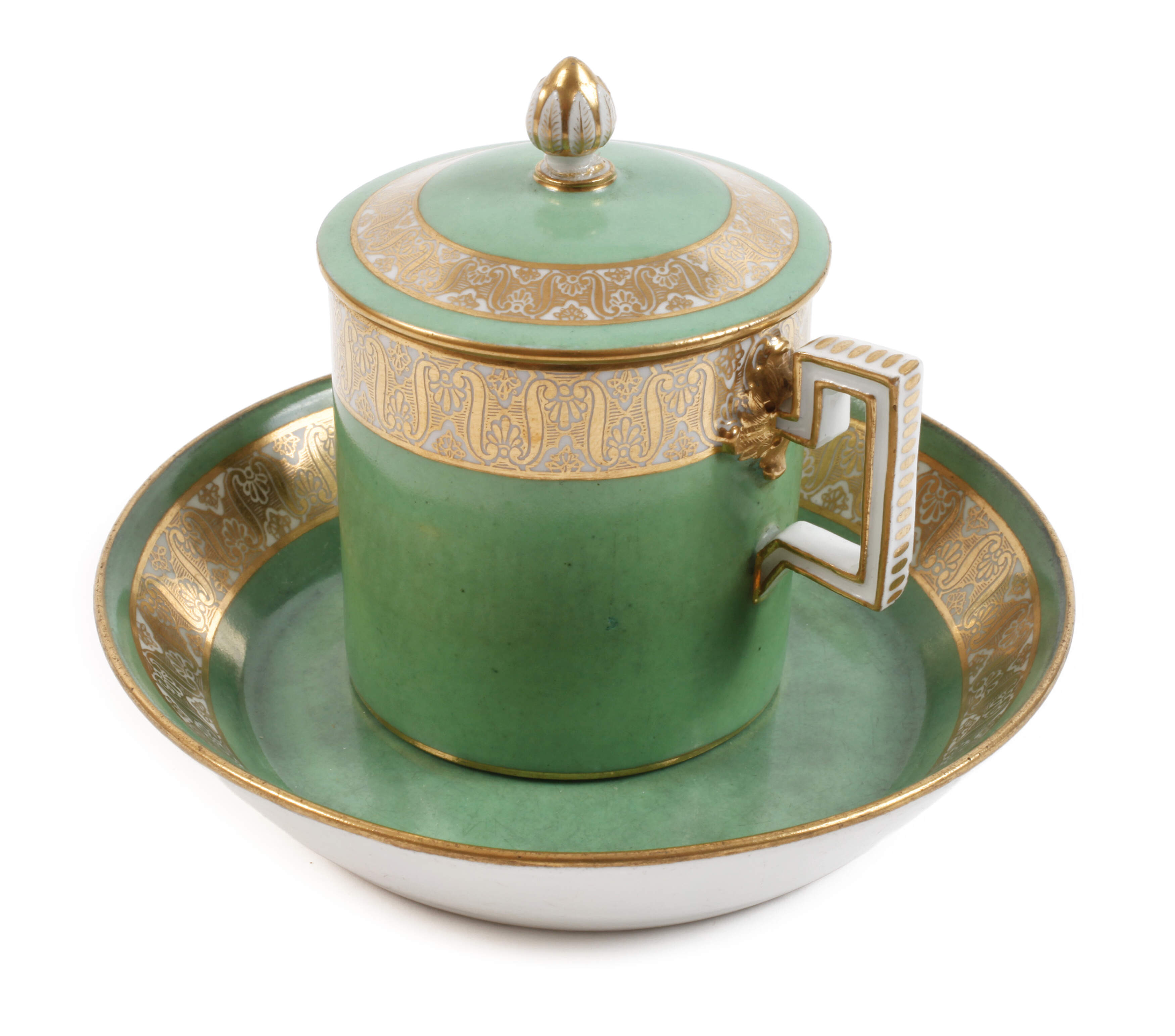 Meissen prunkvolle Deckeltasse Marcolinizeit