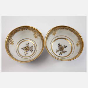 Meissen Paar frühe Koppchen Blau-/Goldmalerei