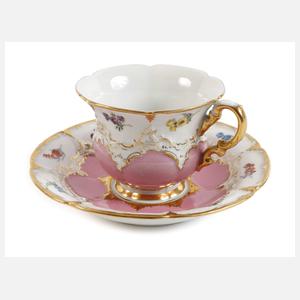 Meissen Prunktasse mit Untertasse "B-Form"