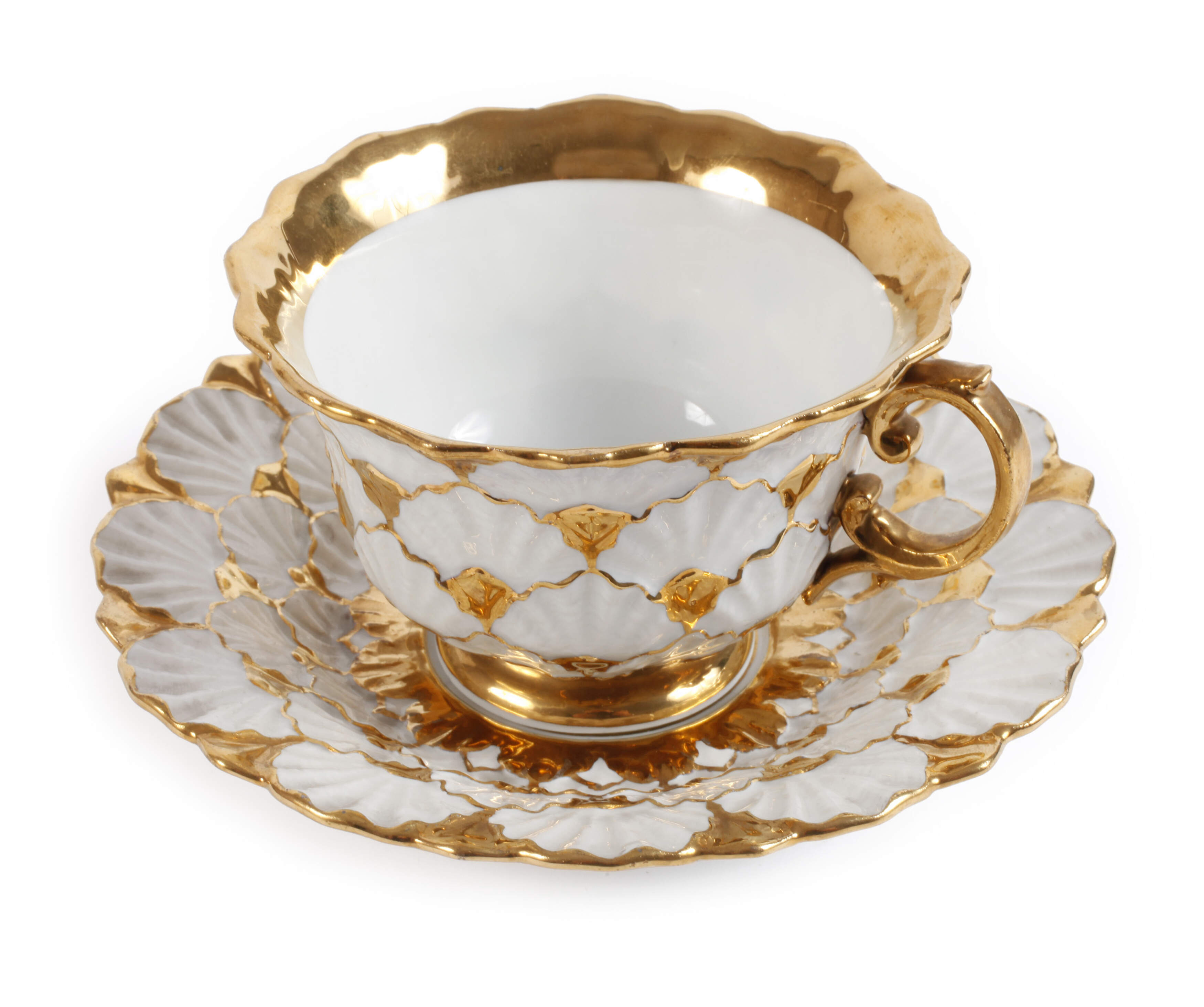 Meissen Prunktasse Muschelrelief