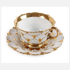 Meissen Prunktasse Muschelrelief