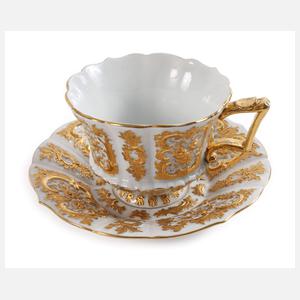 Meissen Prunktasse Rocaillerelief